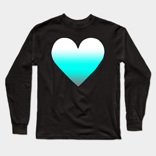 Cute Teal Gradient Heart Sticker Long Sleeve T-Shirt